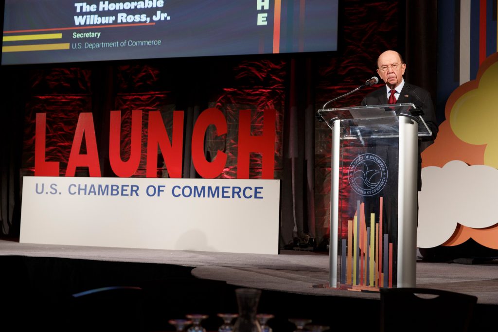 Secretary Wilbur Ross speaking at the U.S. Chamber of Commerce LAUNCH event
